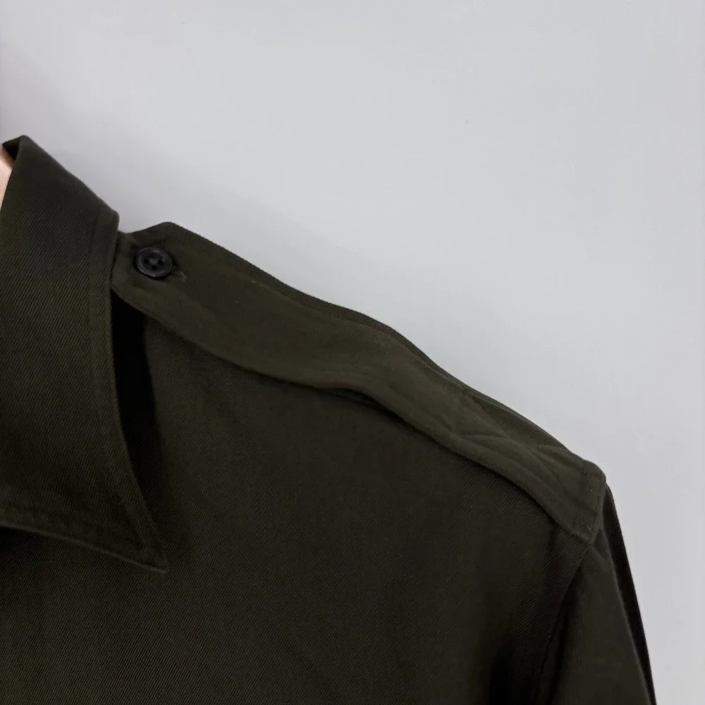 Vtg Polo Ralph Lauren Wool Field Shirt Mens L Olive Epaulettes Military Safari